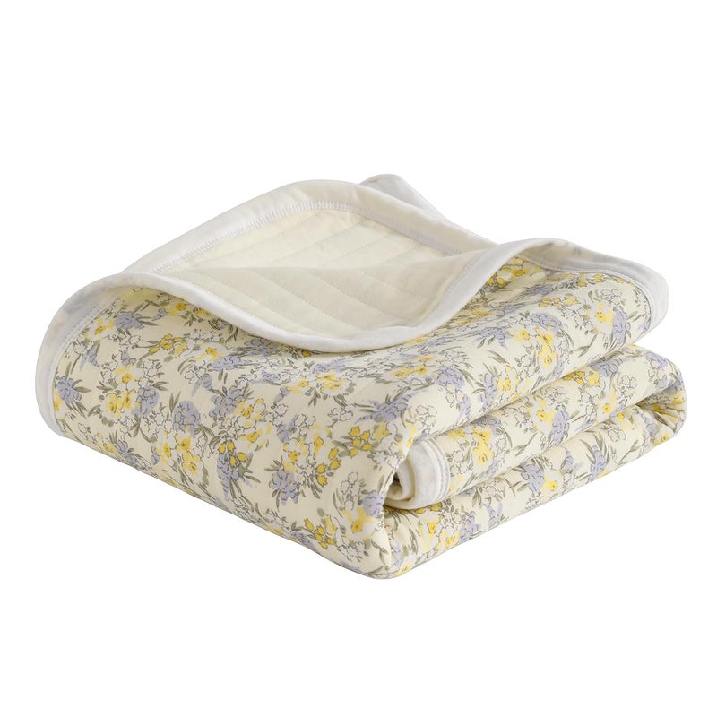 NTBAY Jersey Cotton Quilted Toddler Blanket, Breathable and Warm for Boys and Girls Baby Blanket, 30x40 Inches, Purple Floral - Image 1